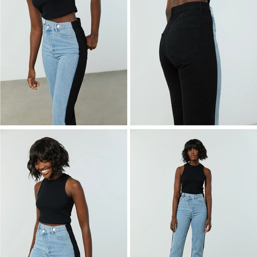 Oak + Fort Two-Tone Black and Blue Women's Jeans